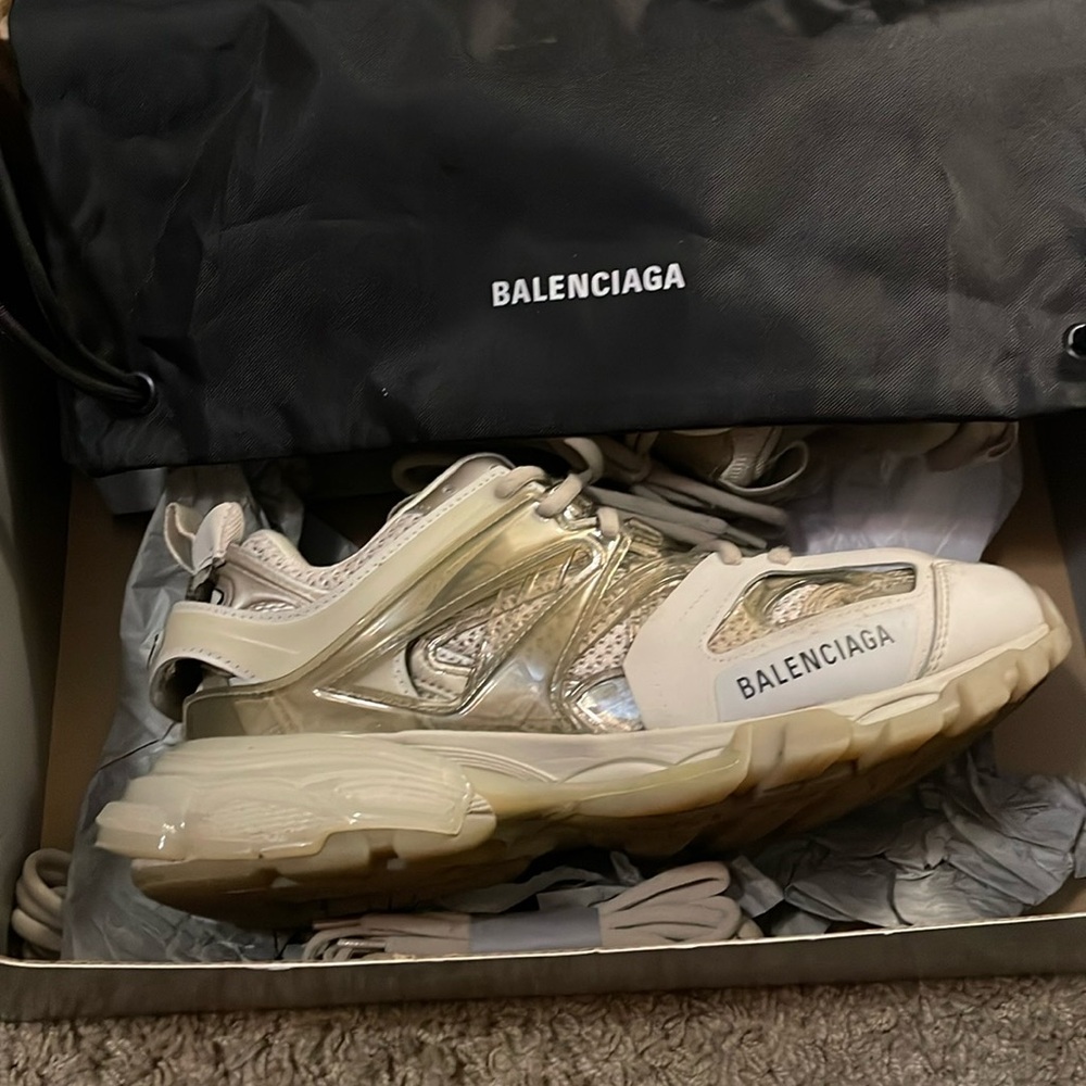 Balenciaga Cream/beige and Black Track Sneakers